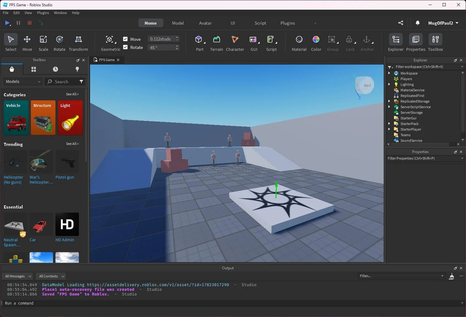 Editor de juego FPS en Roblox Studio